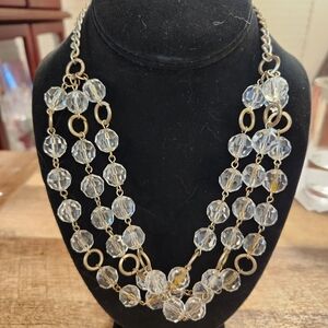 Fashion Jewelry Gold and Clear Crystal Necklace
